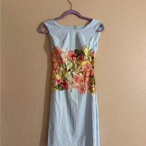 Floral Print Blue Dress